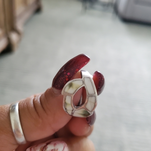 Silver 925 marble women's ring size 7 - Picture 4 of 4